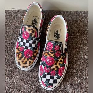 Vans classic slip on, rose, cheetah & checkered